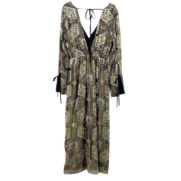 NWT Topshop Devore Plunge Neck Midi Dress - Picture 12 of 12